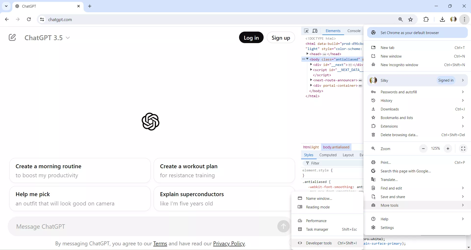 open developer mode in your browser