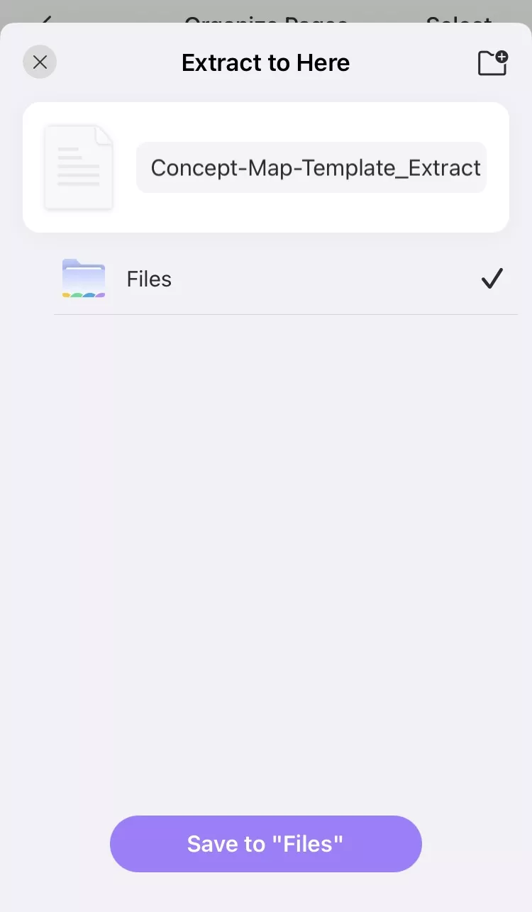 save the extracted pages in updf for ios