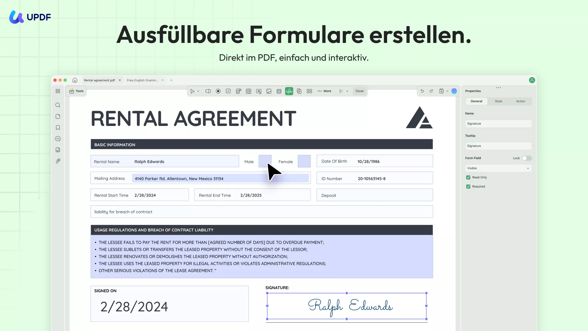 PDF Formular auf Mac ausfüllen mit UPDF
