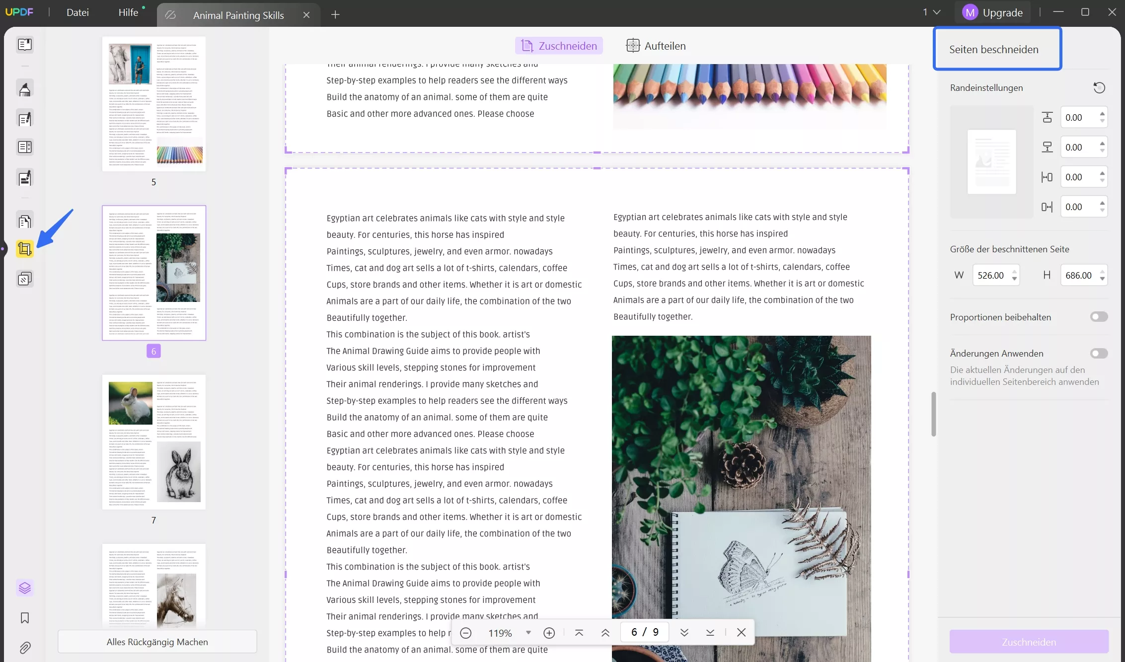 A4 bis A3 Optionen Taste