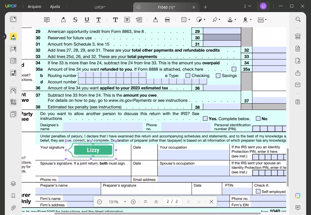 salve o carimbo de assinatura dinâmico em PDF com UPDF