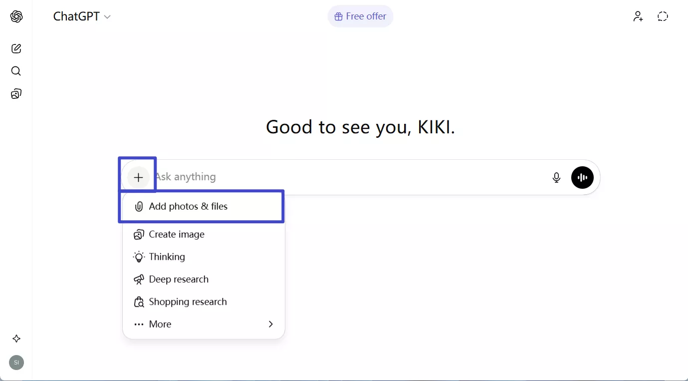 add files to compare on chatgpt