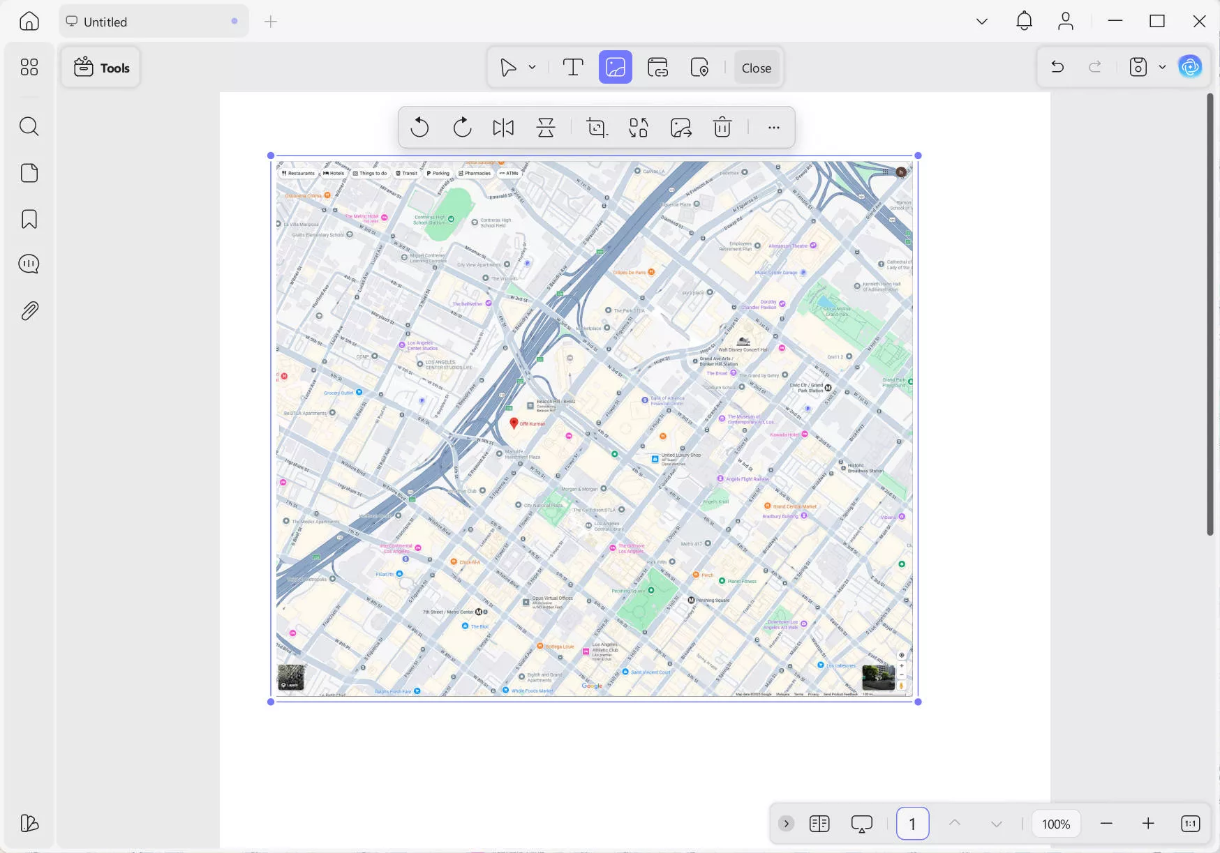 إضافة صورة خريطة جوجل إلى ملف pdf updf windows