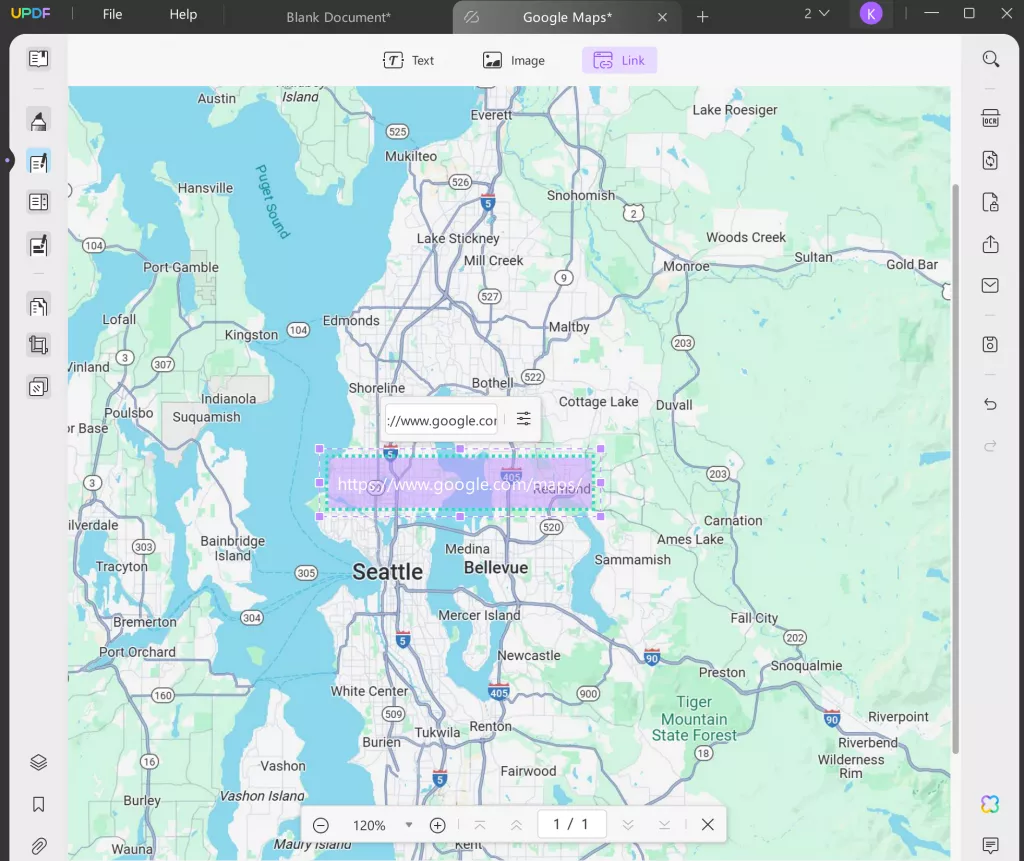 add google map link to pdf