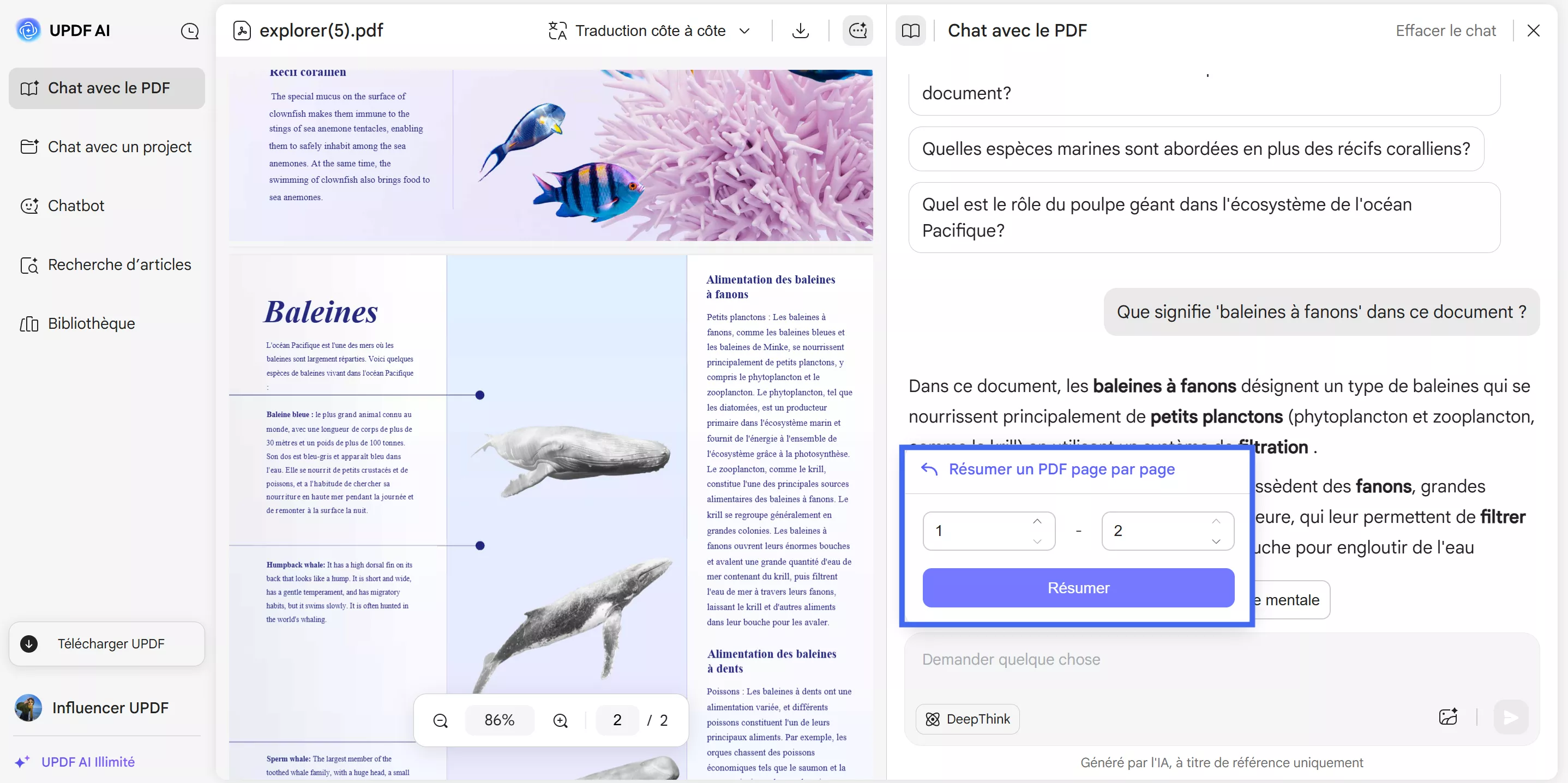 résumer pdf par pages ai web