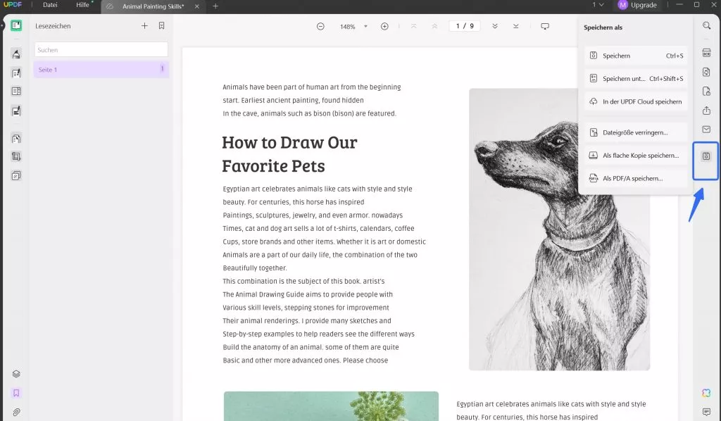 Auto-Lesezeichen pdf updf mit anderen senden