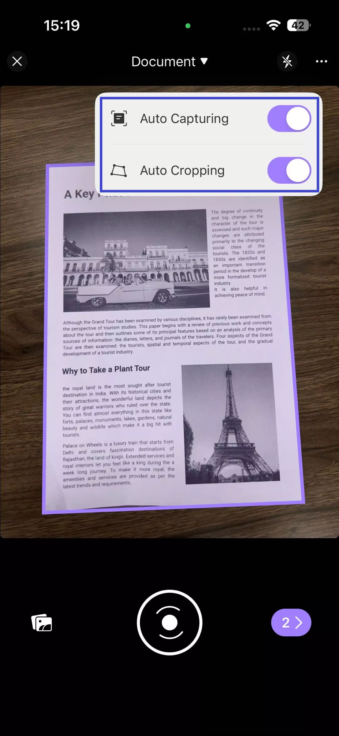 capture the paper document