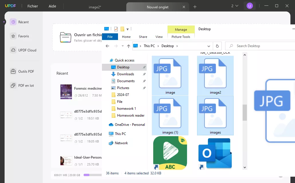 faites glisser les images pour ouvrir la zone de fichier dans UPDF pour convertir par lots les images en PDF