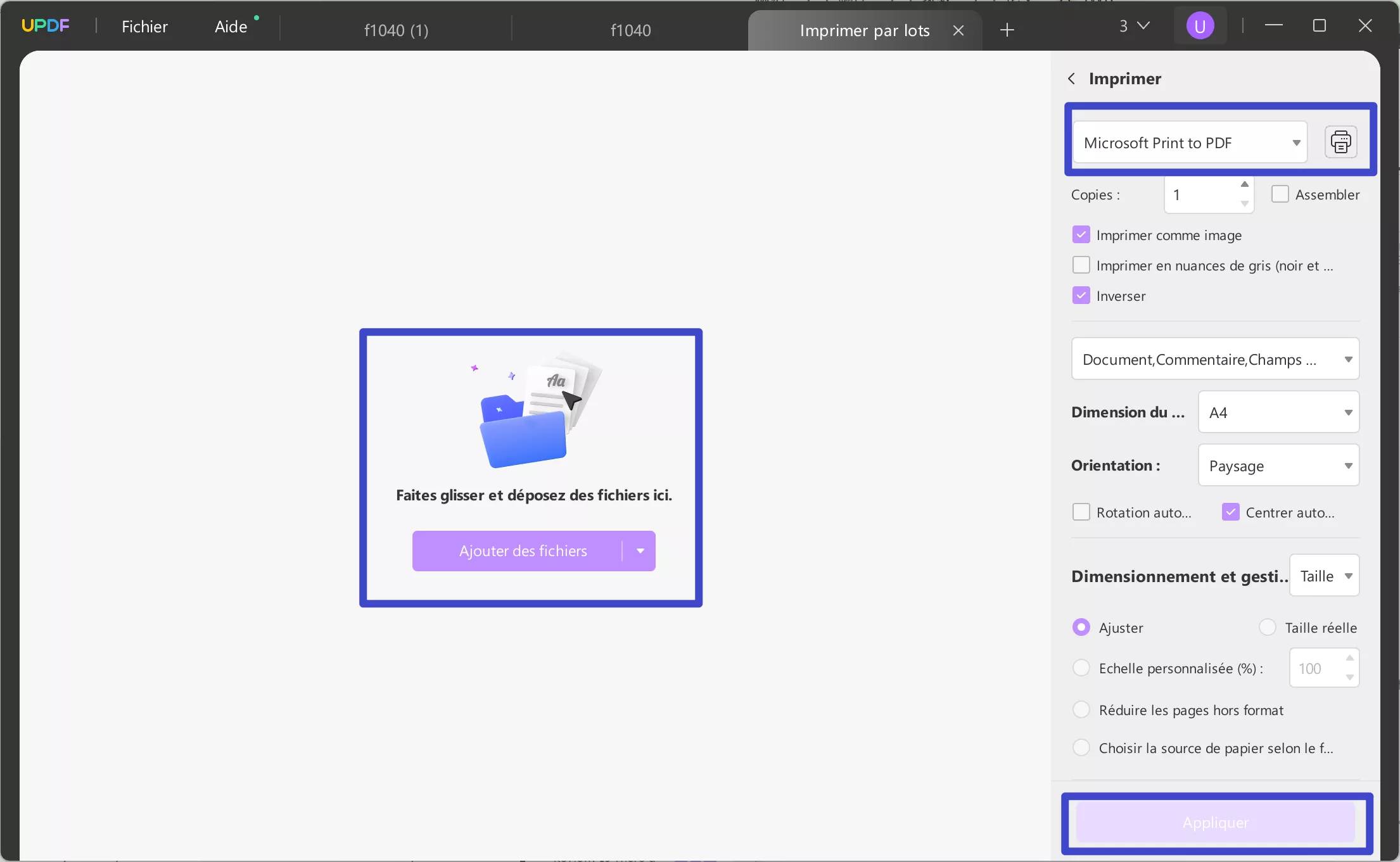 conversion par lots de PDF remplissables en PDF standard avec impression par lots avec UPDF