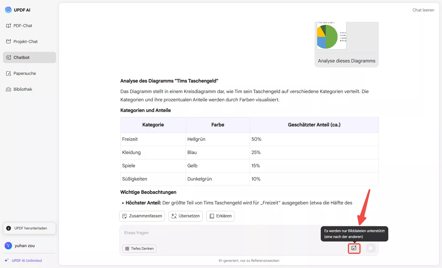 Chatten Sie online mit Bildern mit dem Online-KI-Assistenten von UPDF