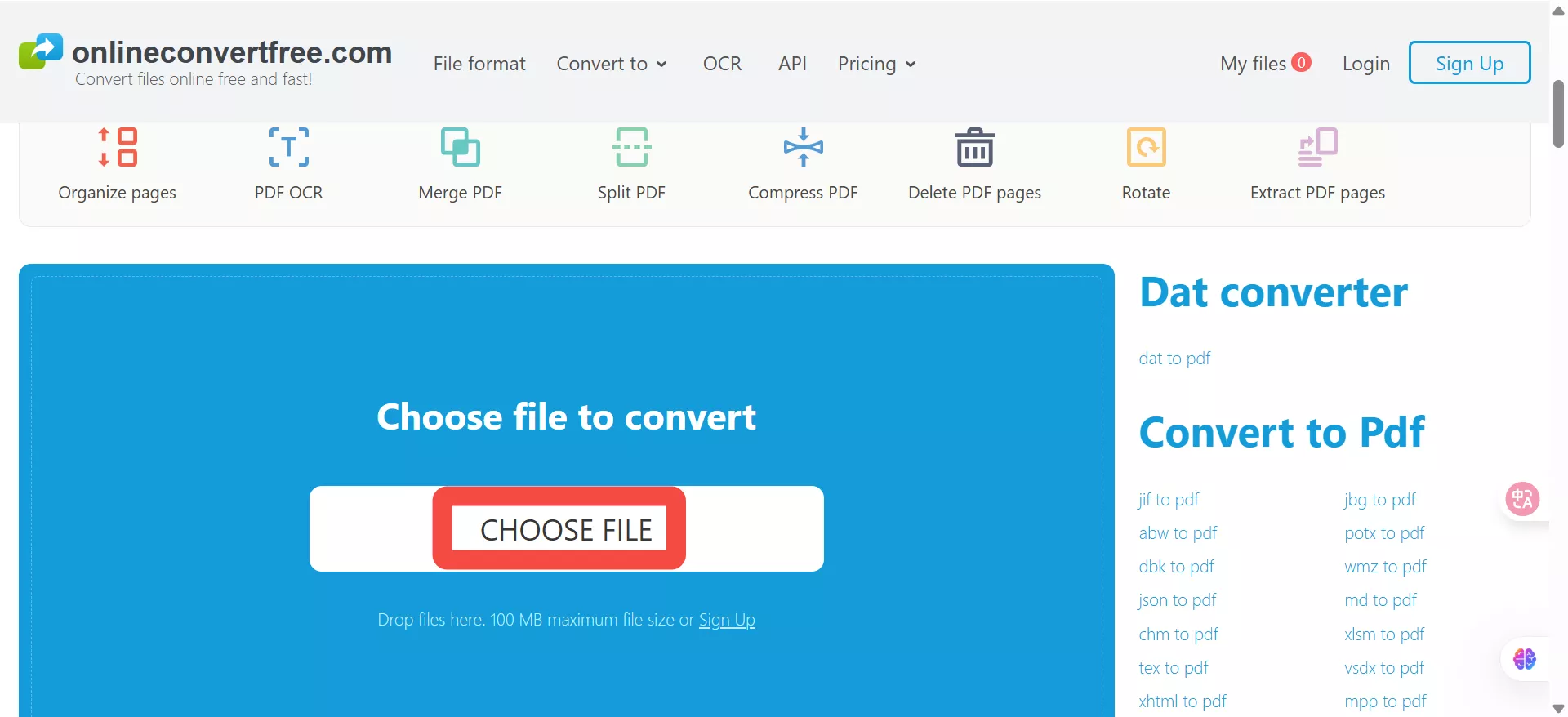 choose file with onlineconverterfree