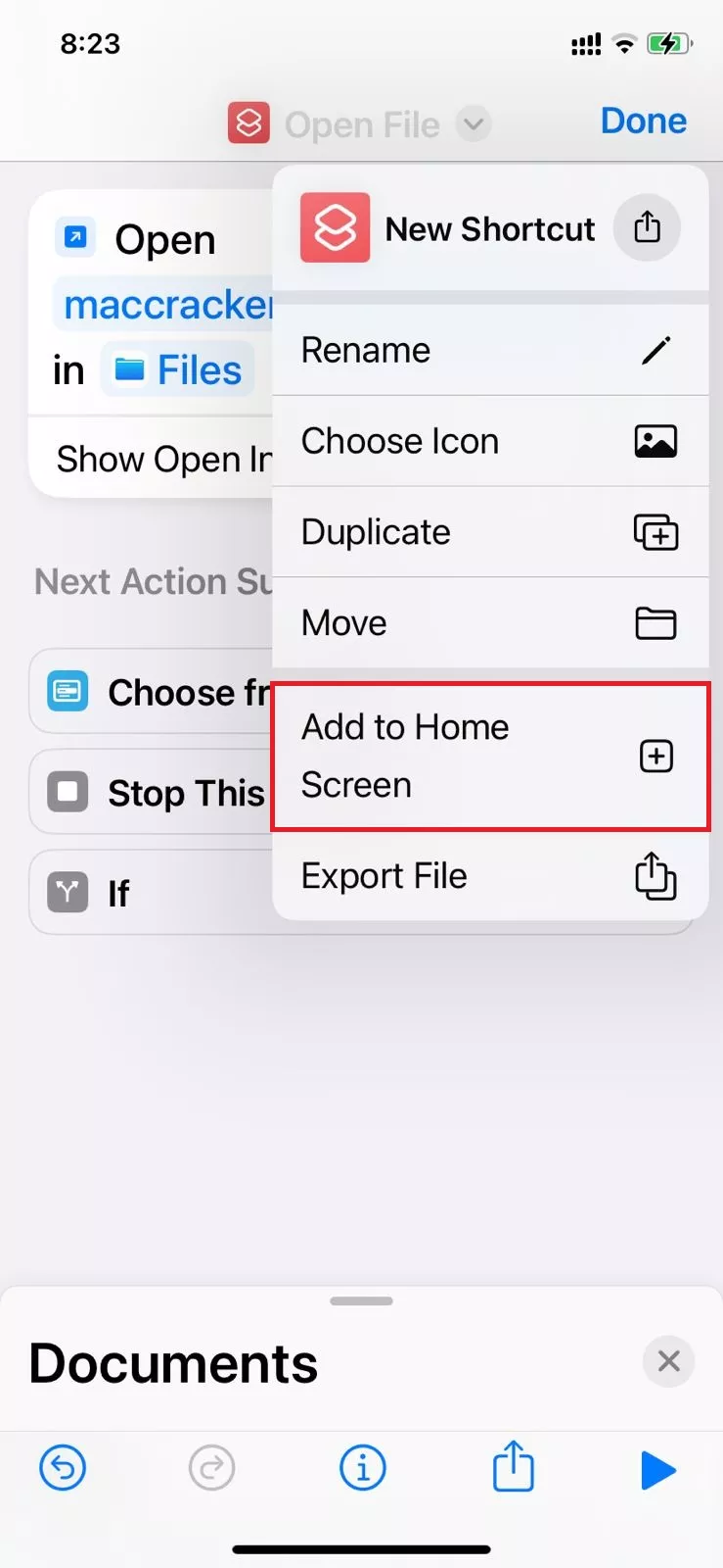 click the add to home screen option in iphone