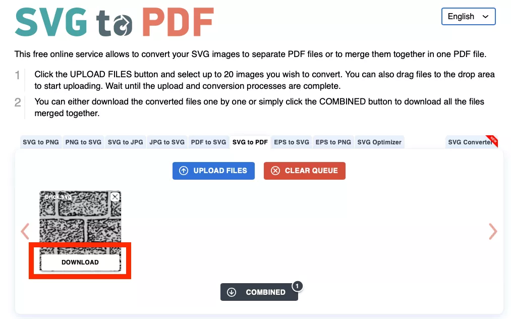 click the “Download” button in svgtopdf