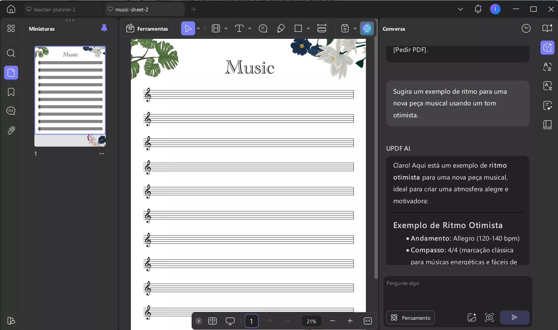 tocar partitura de pdf updf ai