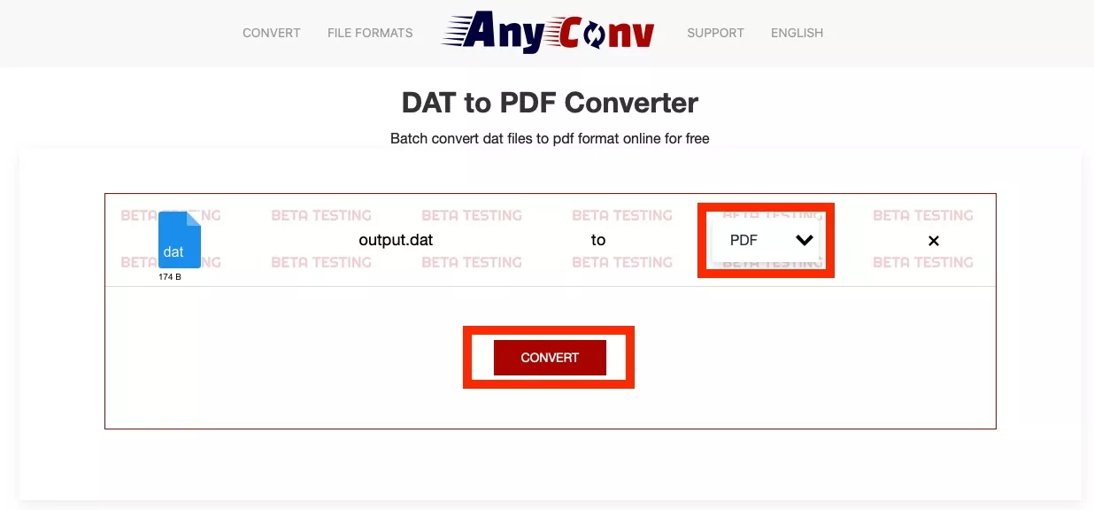 dat a pdf convertir anyconv