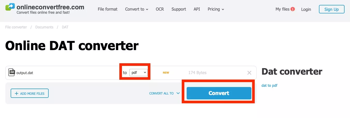 dat a pdf convertir onlineconverterfree