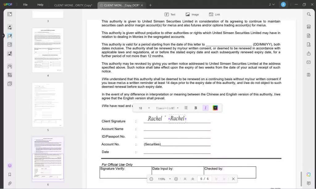 OCR Dosyasında "Edit PDF" Moduna Geçin ve Görüntüyü Kopyalayın
