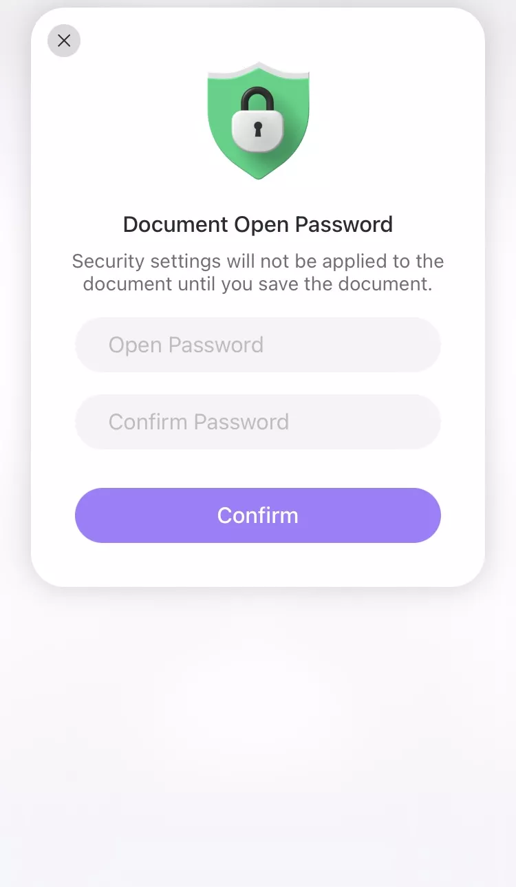 utwórz hasło do pliku PDF za pomocą updf dla systemu iOS