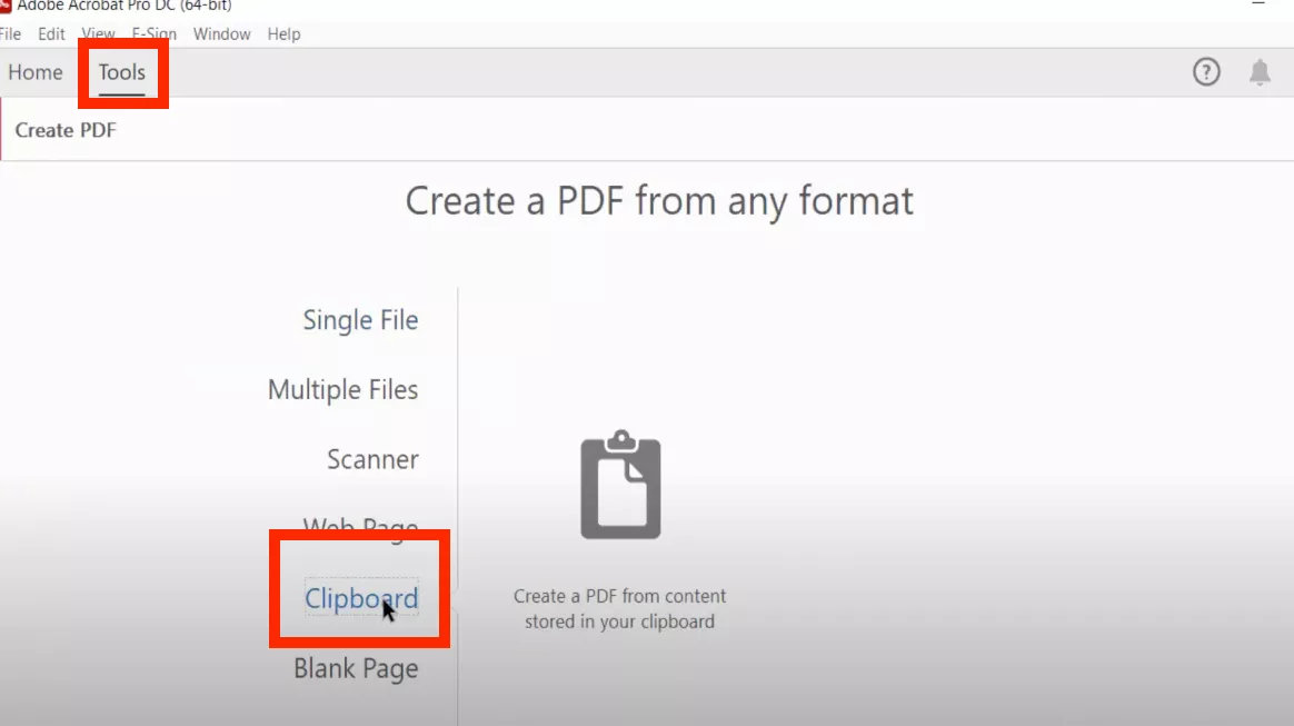 create pdf from clipboard with adobe acrobat