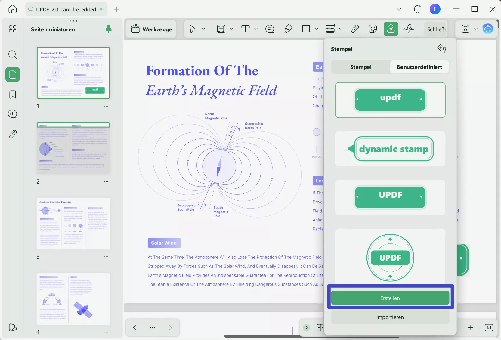 Stempel aus benutzerdefiniert PDF extrahieren