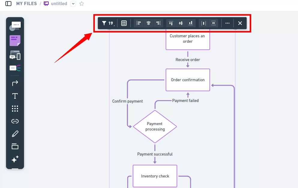 customize the flowchart in whimsical