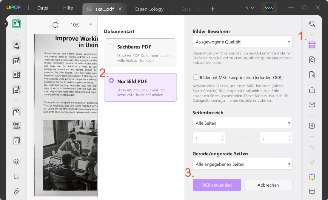 Konvertieren Sie PDF in ein Bild mit UPDF