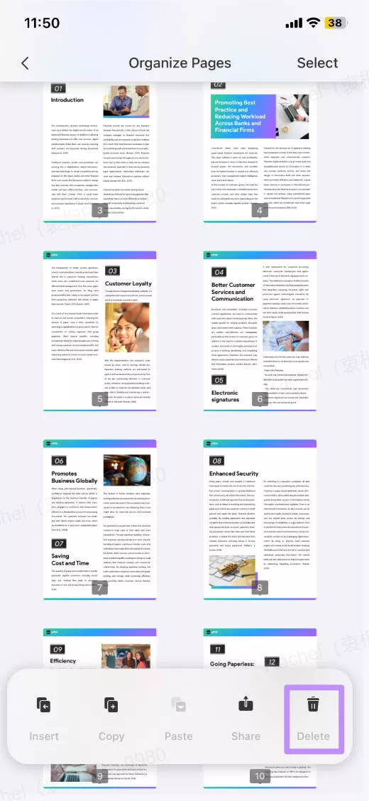 delete PDF pages on iPhone