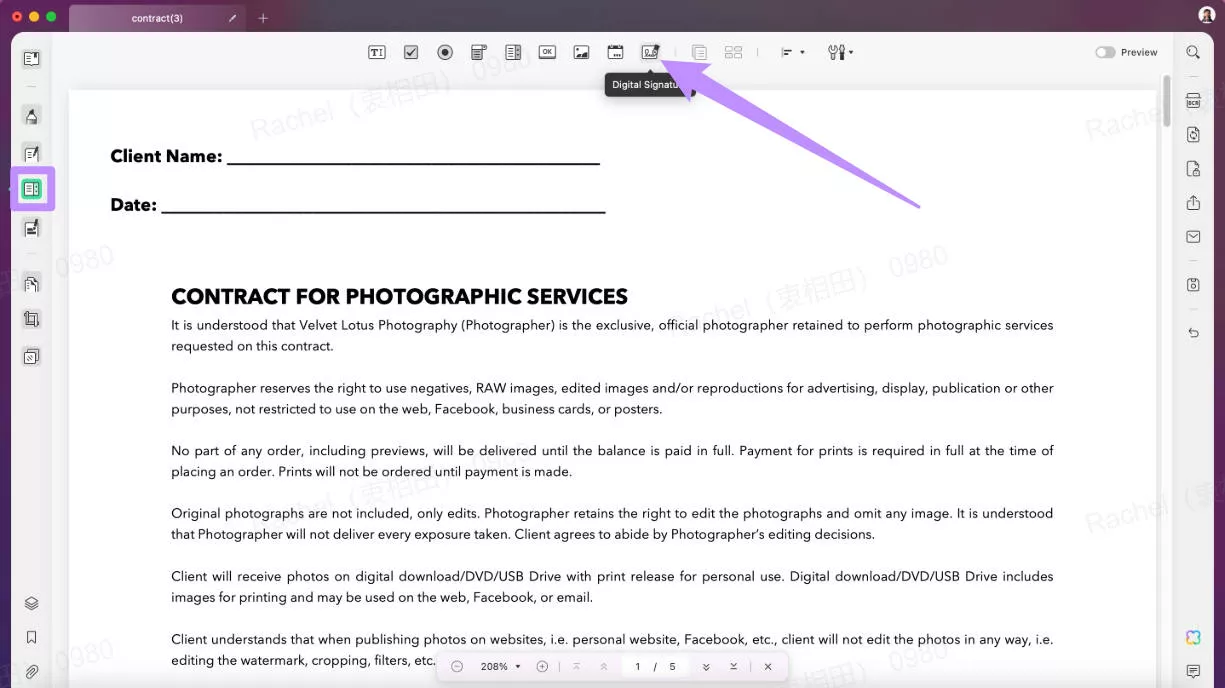 Insert the Digital Signature Box