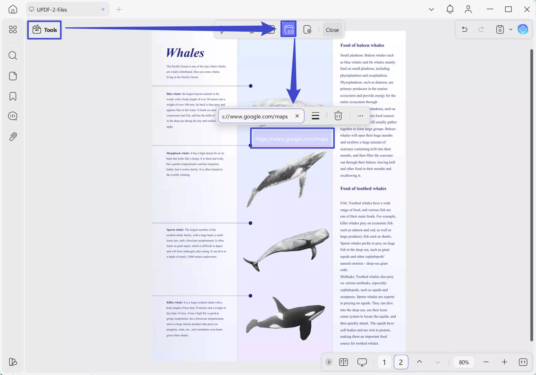 تضمين رابط خريطة جوجل إلى ملف pdf updf windows