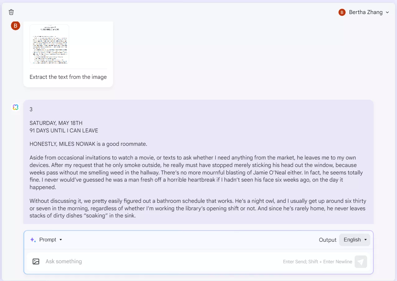 extract text from Funny Story