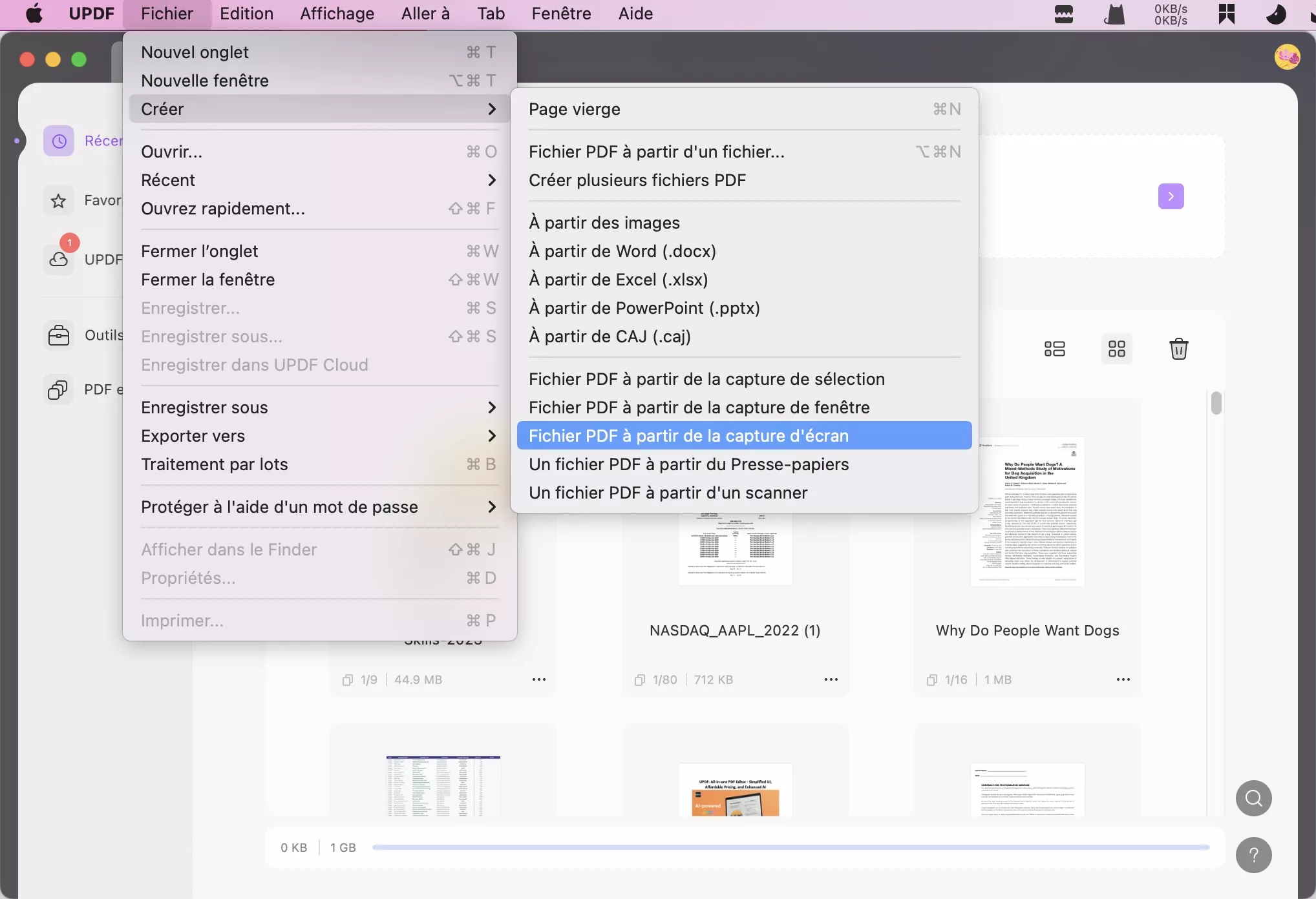 créer un pdf à partir des captures d'écran