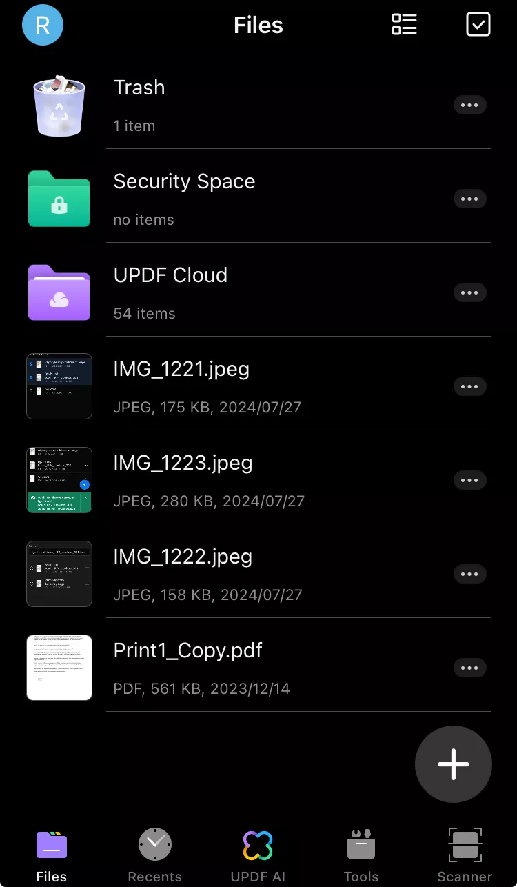 importovat soubory do updf pro ios