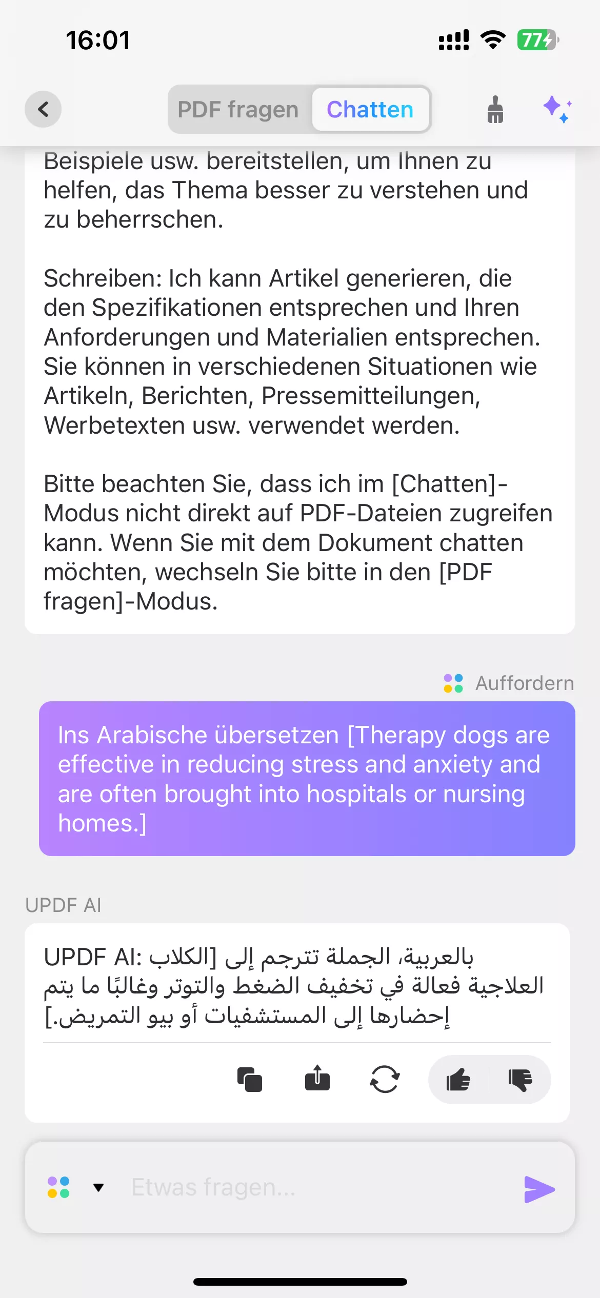 PDF übersetzen iPhone updf