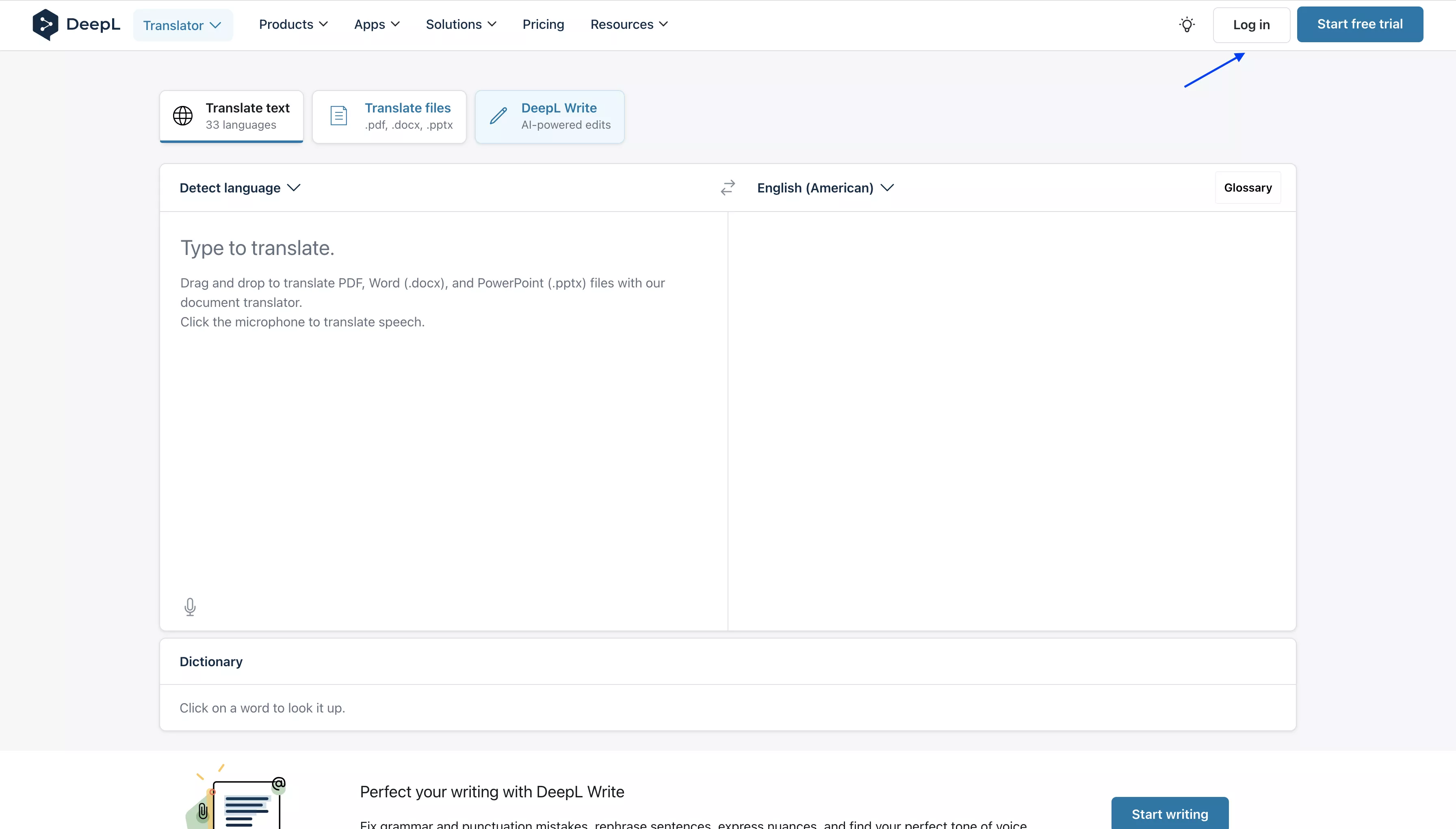 login or sign up deepl