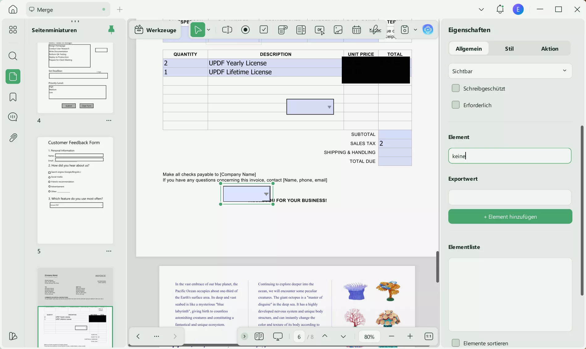 So bearbeiten Sie eine Dropdown-Liste in PDF/UPD