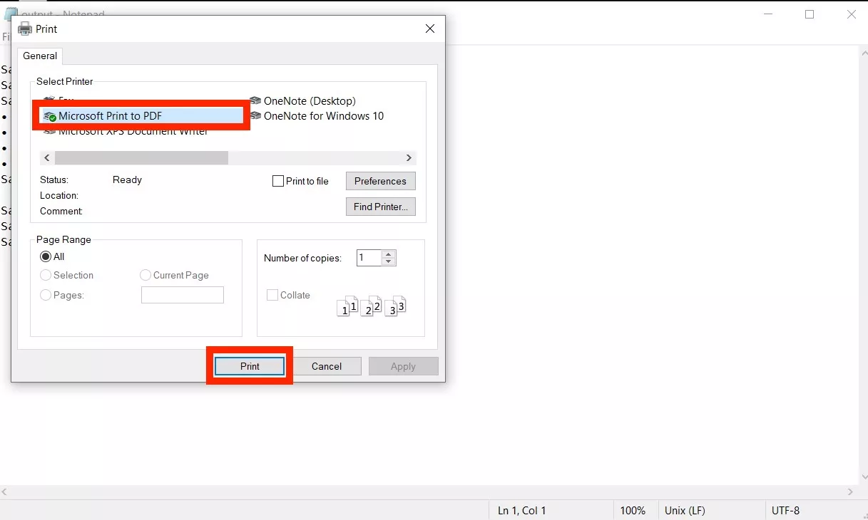 dat a pdf imprimir notepad