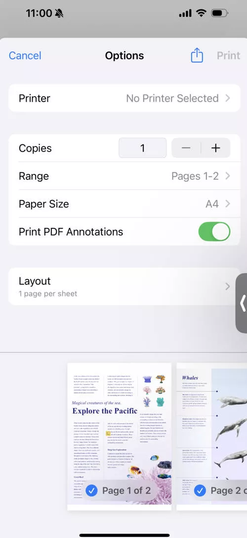 Print pages from PDF with UPDF for iOS