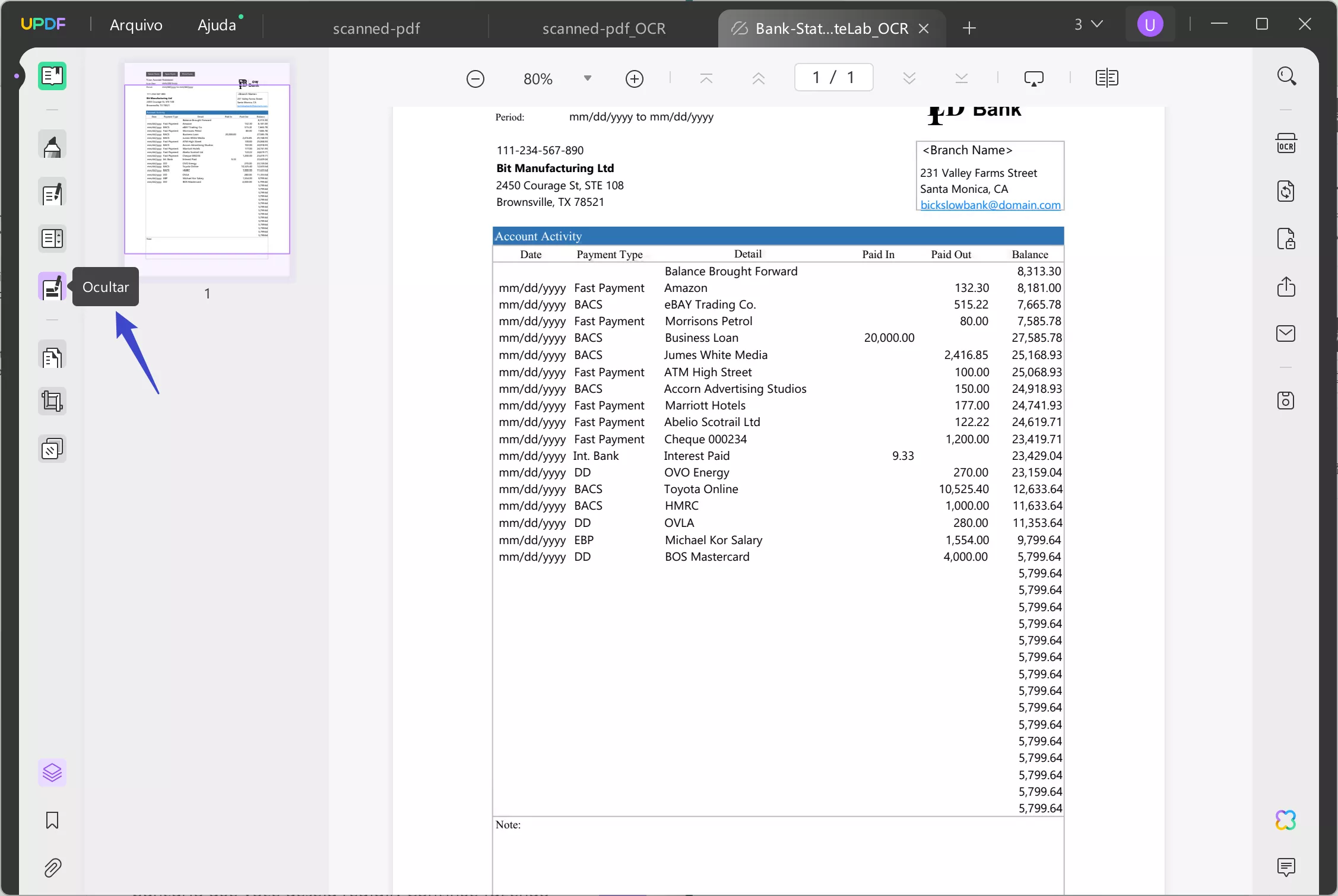 redigir extrato bancário redigir ícone