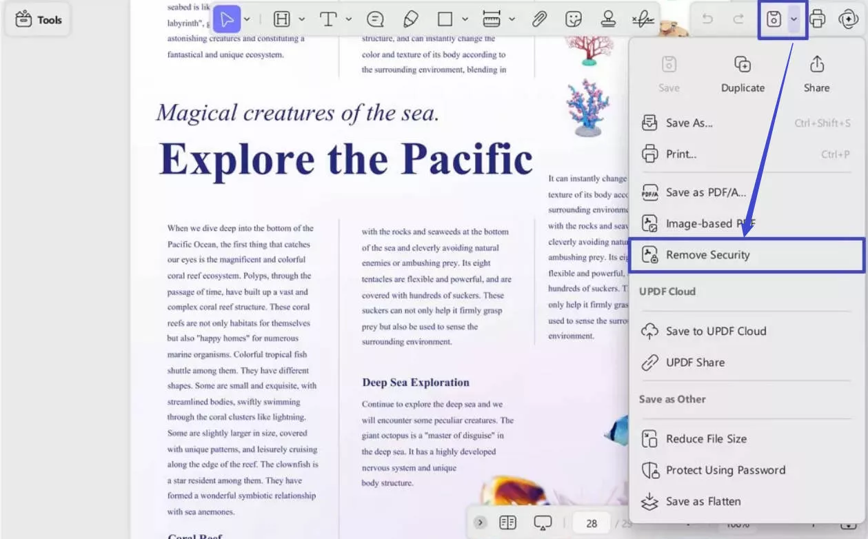 remove security in PDF with UPDF
