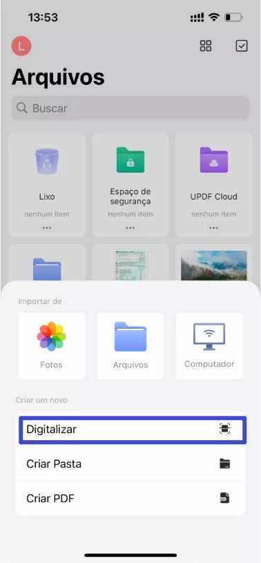 digitalizar assinatura com UPDF para iOS