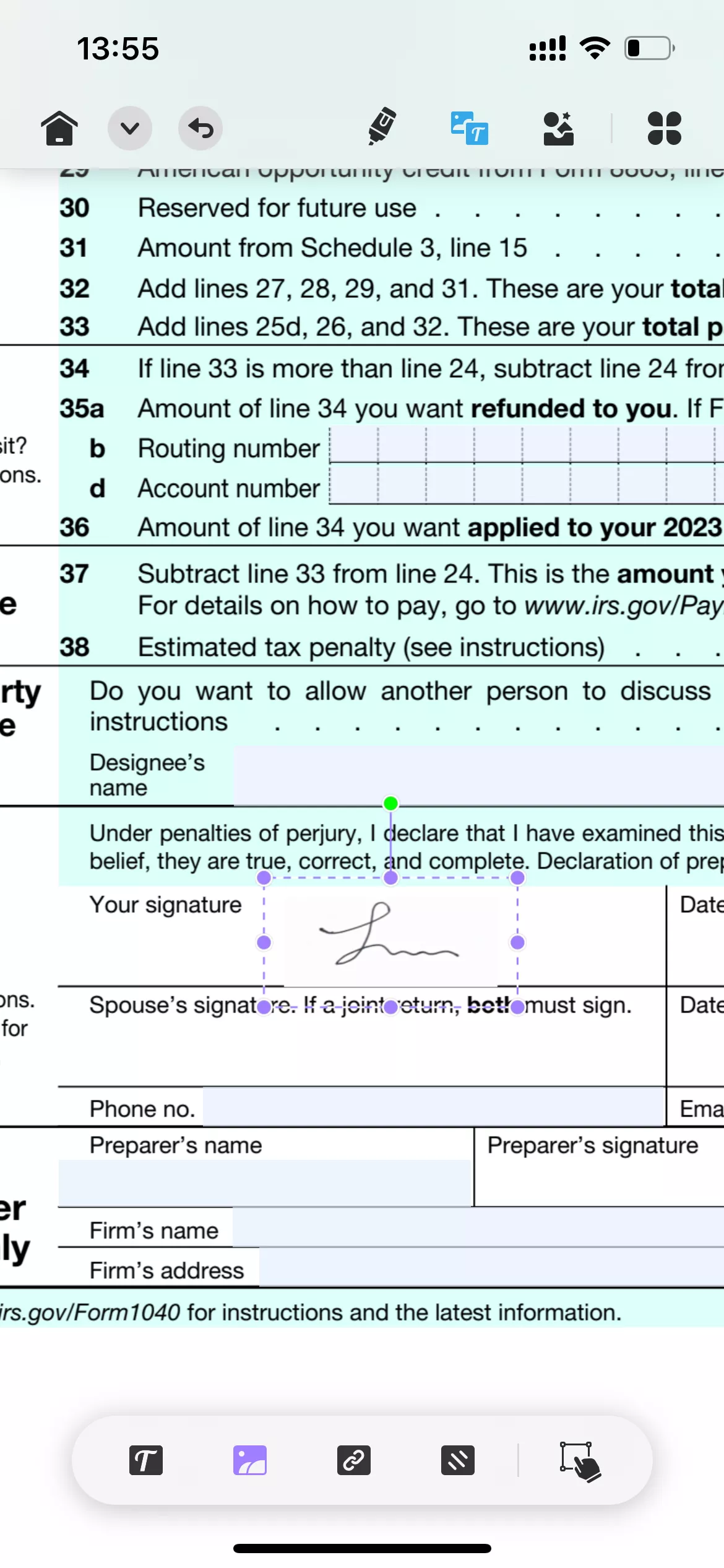 ajuste a imagem da assinatura no PDF com UPDF para iOS