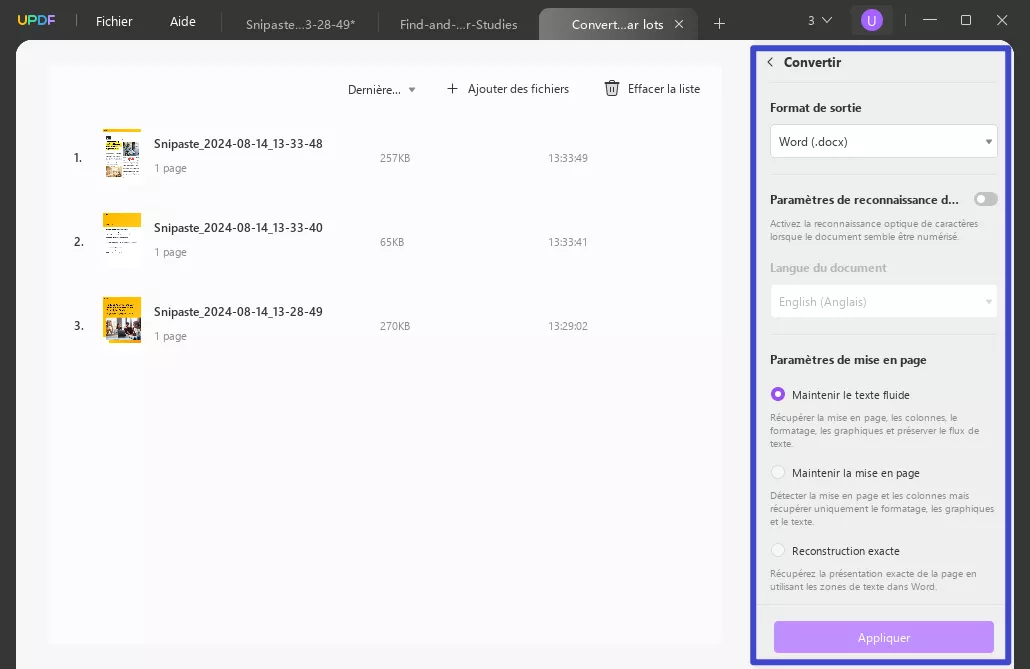 convertir capture d'écran en word