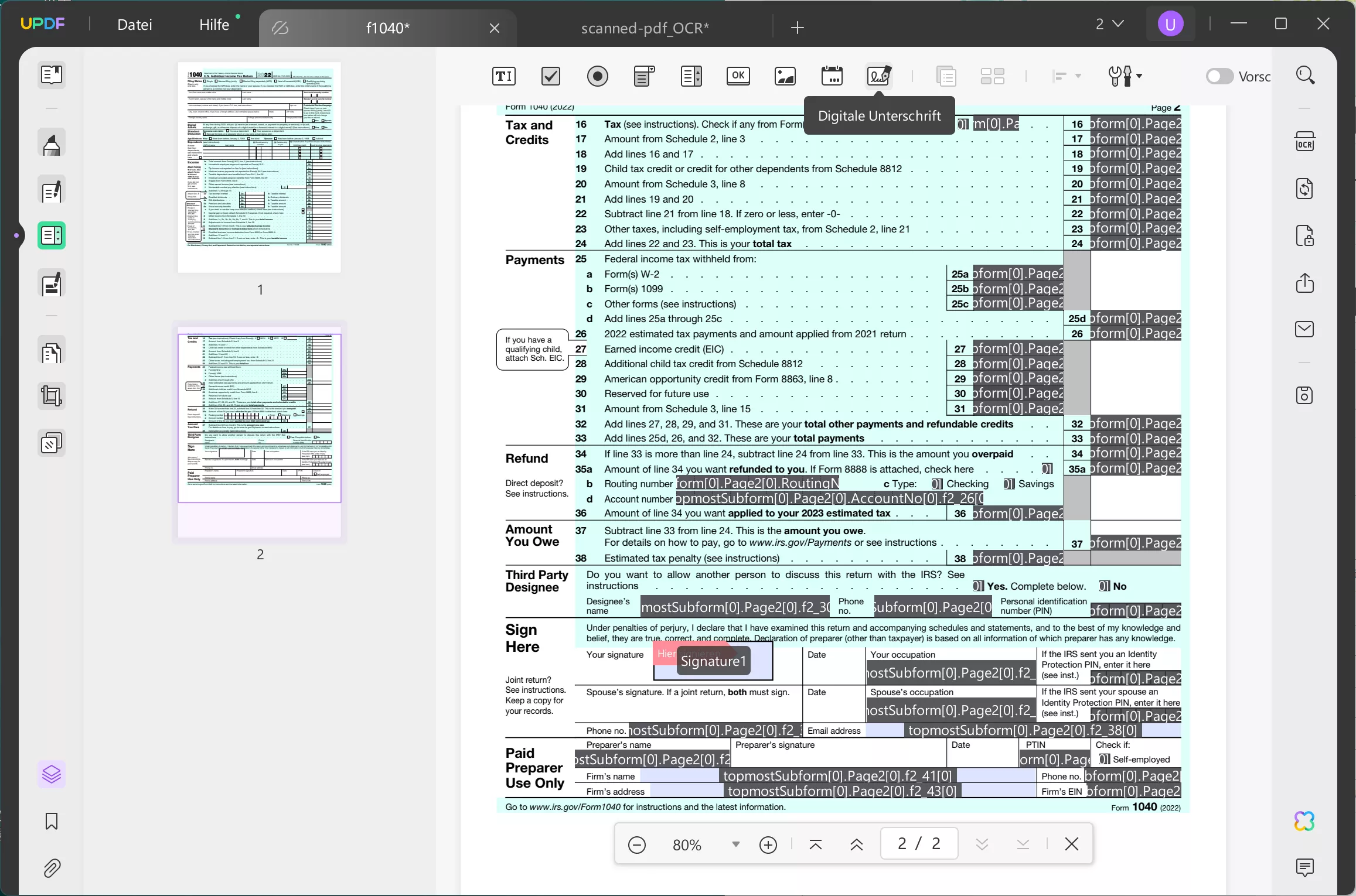 So signieren Sie PDF mit CAC-Zeichen ohne Zeichenbereich