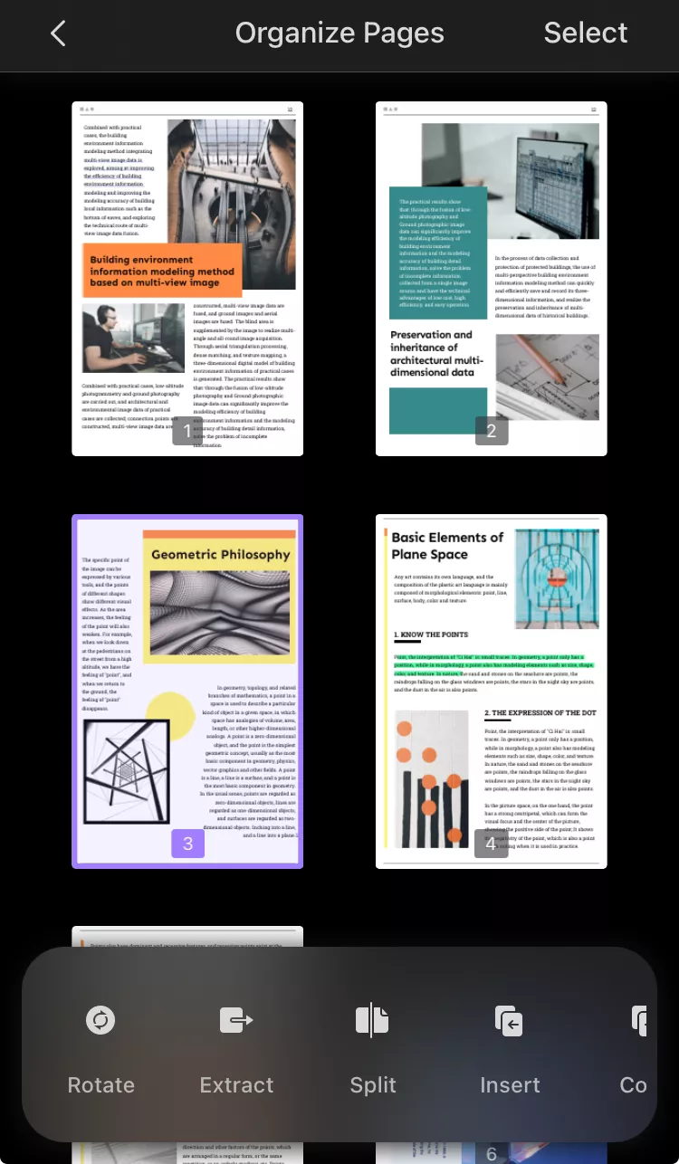 rozdělit stránky s UPDF pro iOS