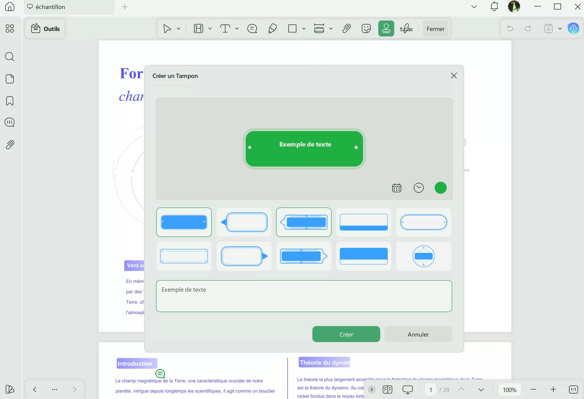créer des tampons personnalisées