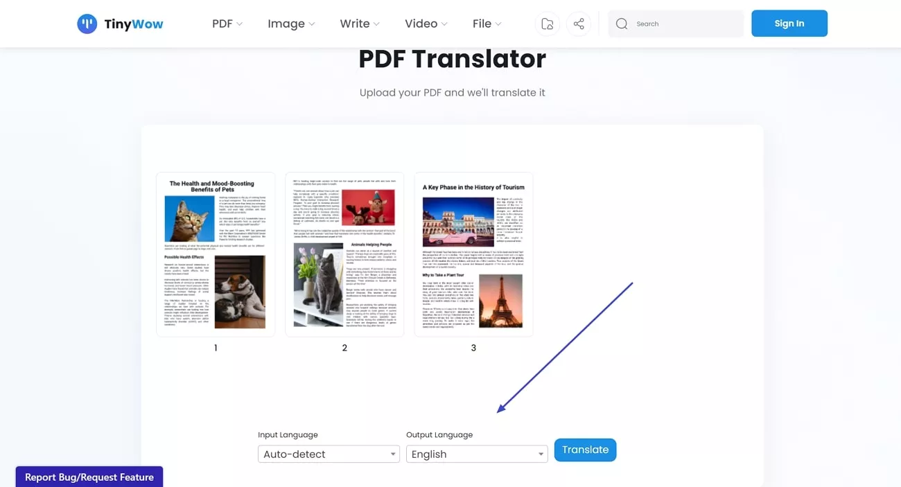add file and select translation language