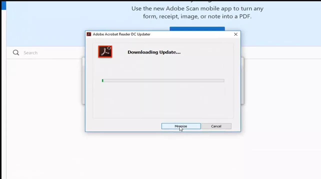 update download in progress in adobe acrobat