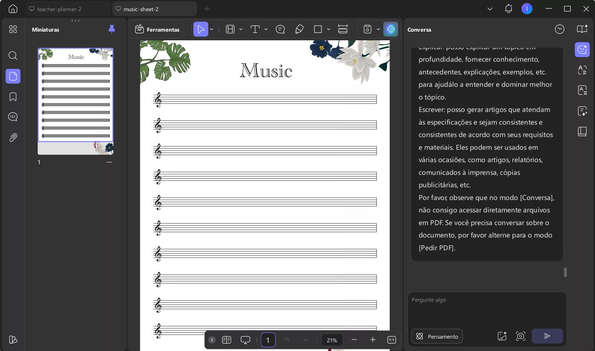 conversa com ia no updf
