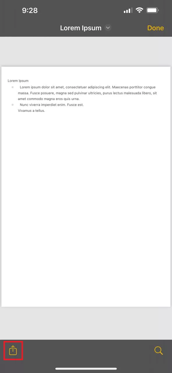 Vorschau auf Vollbild vergrößern und auf dem iPhone auf "Teilen" tippen 2