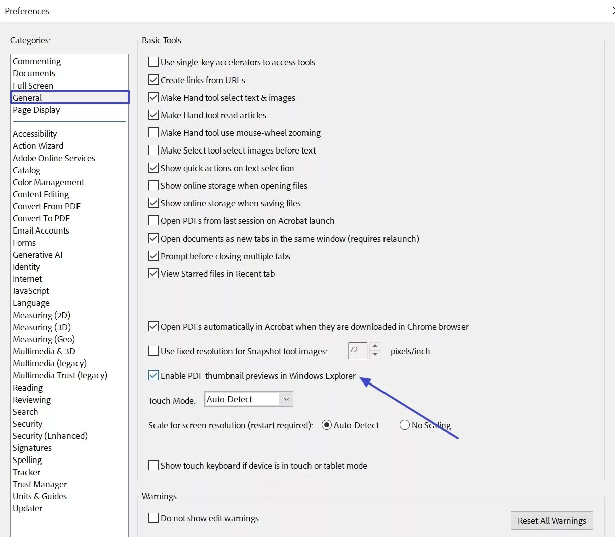 enable pdf thumbnail preview